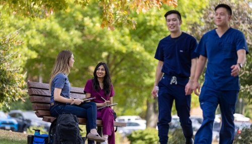 Students outdoors on campus
